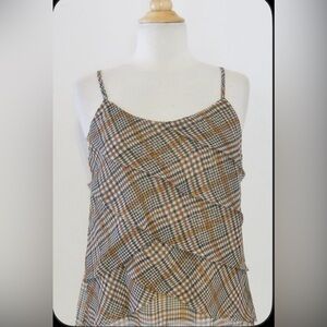 New York & Company Houndstooth Plaid Tiered Cami- NWT M